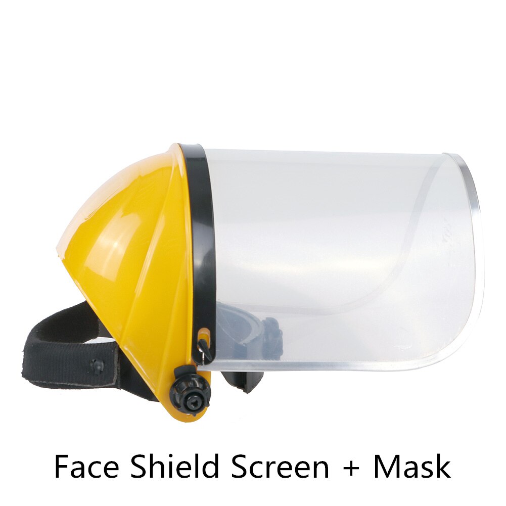 Industrial Safety Full Face Shield Wide Visor Clear Screen Anti-shock Face Screen Or Adjustable Steel Mesh Sports Safety Helmet: Screen and Mask