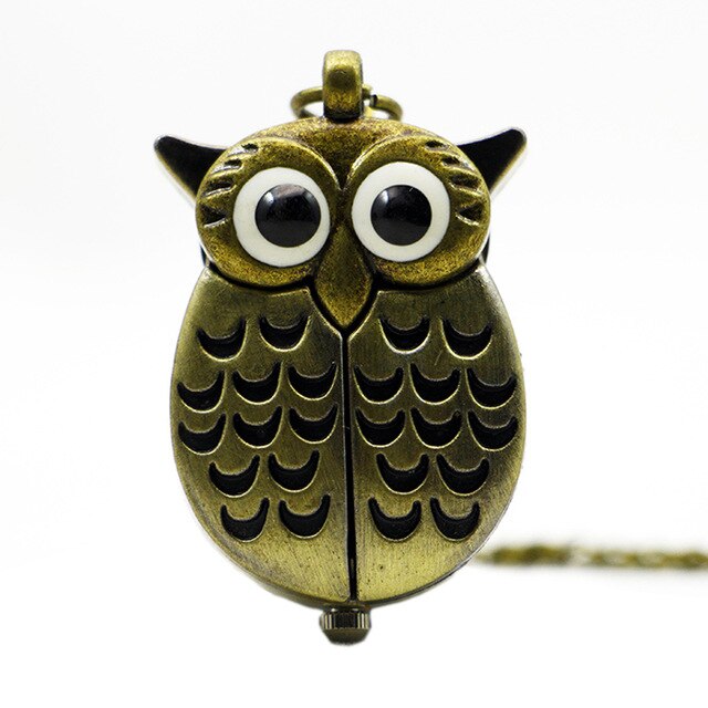 Mooie Ketting Hanger Zakhorloge Wing Uil Shape Quartz Pocket Horloges Analoge Display Fob Horloges
