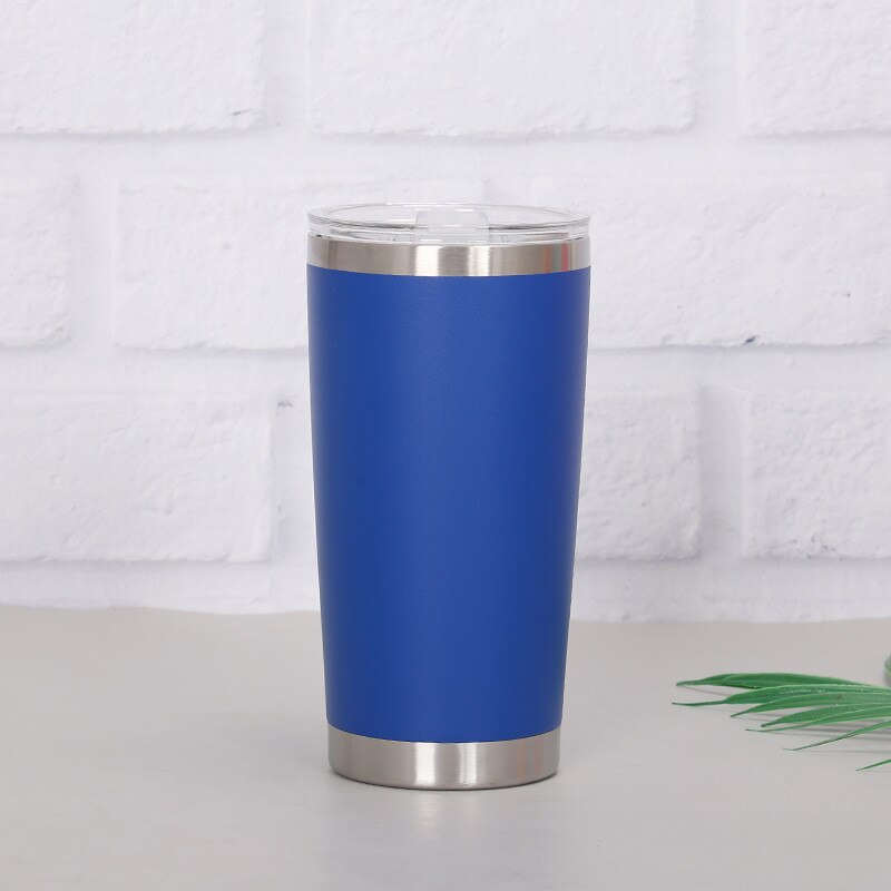 20oz Double Wall Stainless Steel Ice Beer Thermal Cup Vacuum Insulated Tumbler Cold Coffee Travel Mug With Lid: Blue