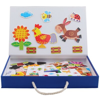 Nuovi giocattoli per bambini giocattoli in legno cartone animato animale Puzzle magnetico disegno giocattoli tavolo giocattoli educativi precoci per bambini regalo ragazza: B