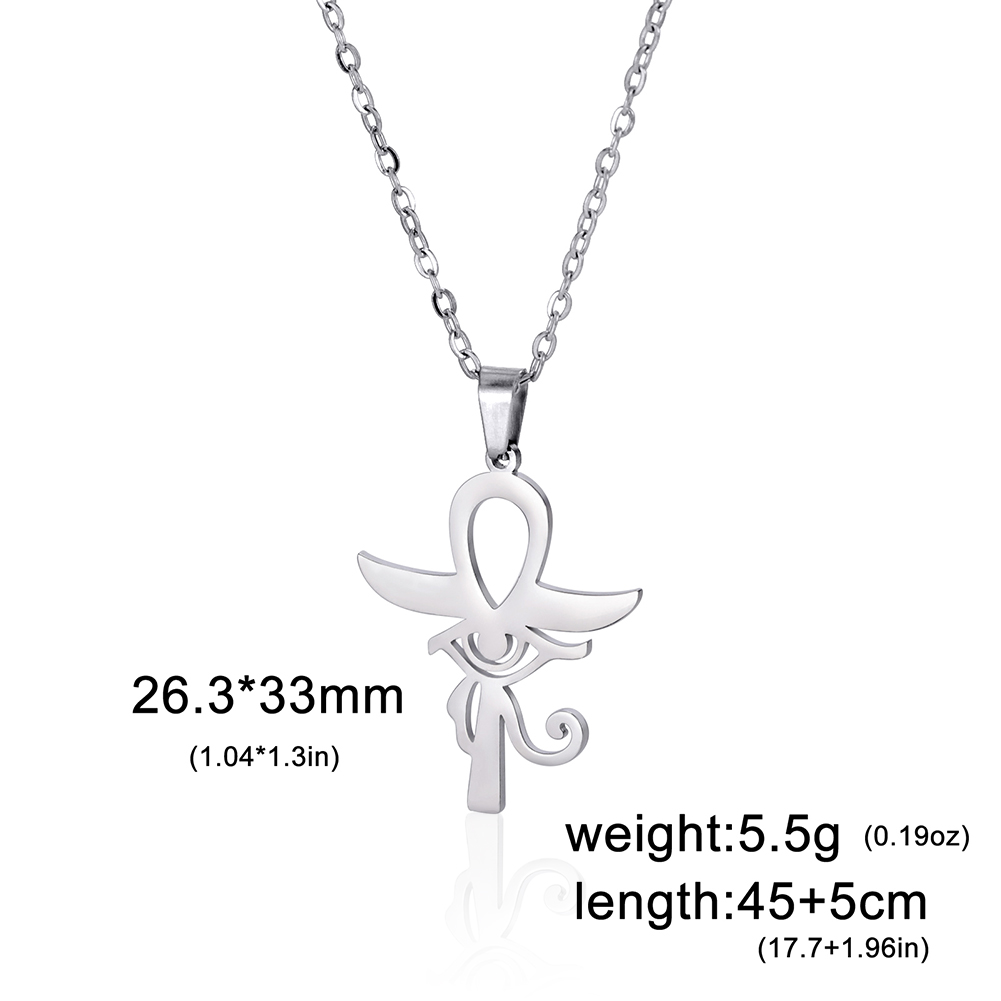 Lucktune Ankh Cruz amuleto egipcio collar de acero inoxidable llave de la vida símbolo crucifijo colgante collar mujeres joyería religiosa: Bañado en rodio de imitación