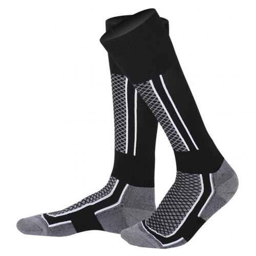 Hommes femmes hiver Sports de plein air Snowboard Ski épaissir thermique Tube chaussettes vélo chaussettes Sports de plein air Ski cyclisme chaussette: Grey Black