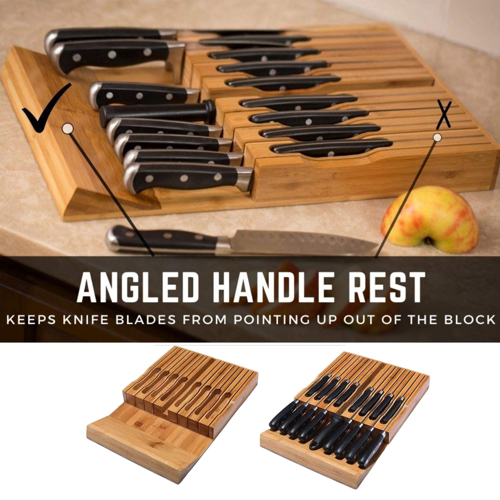 Bamboo Knife Block Holder Cutter Storage Rack Cutl... – Vicedeal