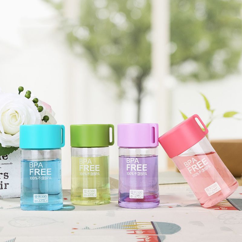 Botella de agua de plástico de 150 Ml, Mini botella de agua bonita para niños, botella de agua pequeña a prueba de fugas portátil