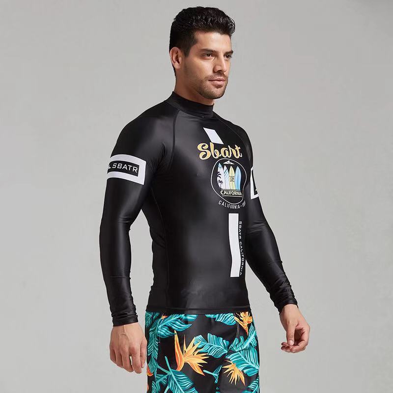 Sbart uv beskyttelse rashguard mænd langærmet badedragt herre svømme udslæt vagt hurtig tør surf kørsel t shirt til svømmetøj