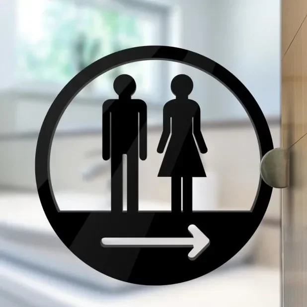 Door Sign Double-sided Side Mounted Restroom Reminder Sign Men's and Women's Bathroom Signage Acrylic Hotel WC Toilet Signage: WHITE