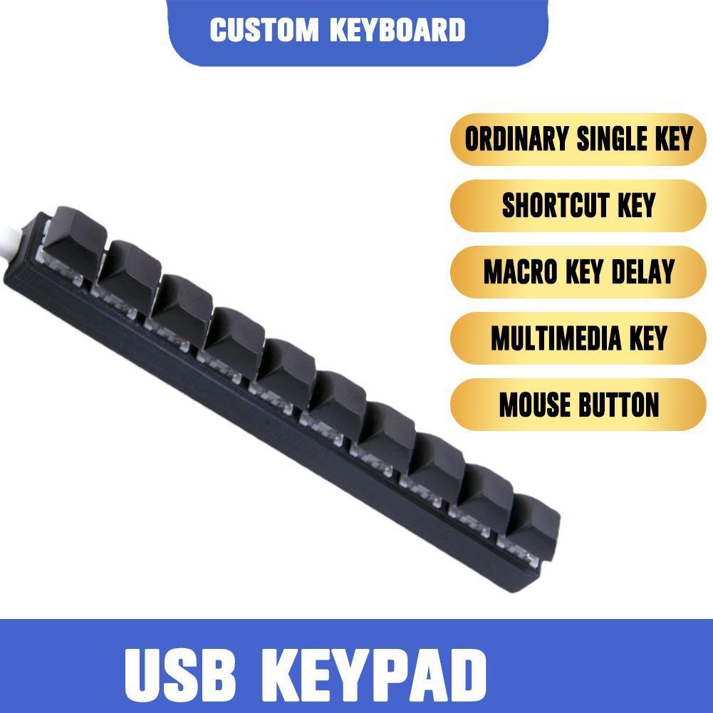 Niestandardowa mini USB przewodowa 10-klawiszowa klawiatura DIY skrót klawiatura czarna programowalna makro klawiatura mechaniczna USB na PC