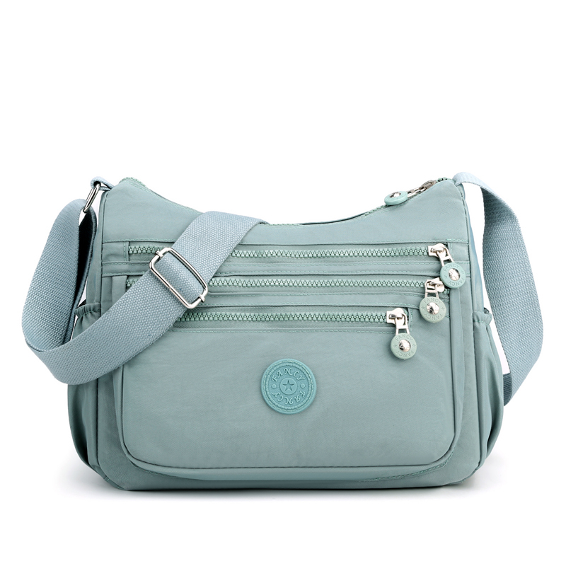 Bolso de hombro para mujer, bandolera de nailon resistente al agua con múltiples bolsillos para ocio: Transparente