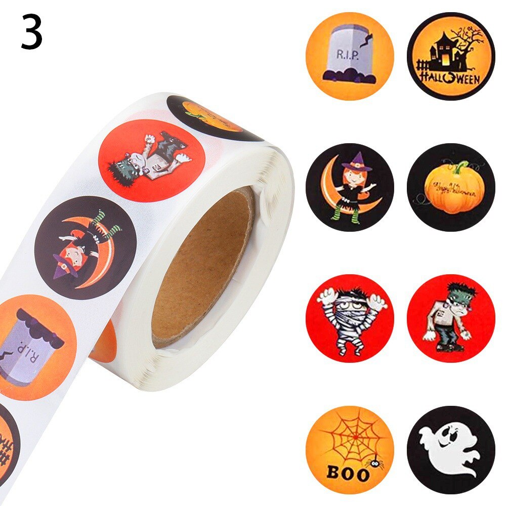 500 stuks halloween ronde stickers zelfklevende etiketten papieren snoepzakken stickers verpakking seal verpakking knutselen: 3