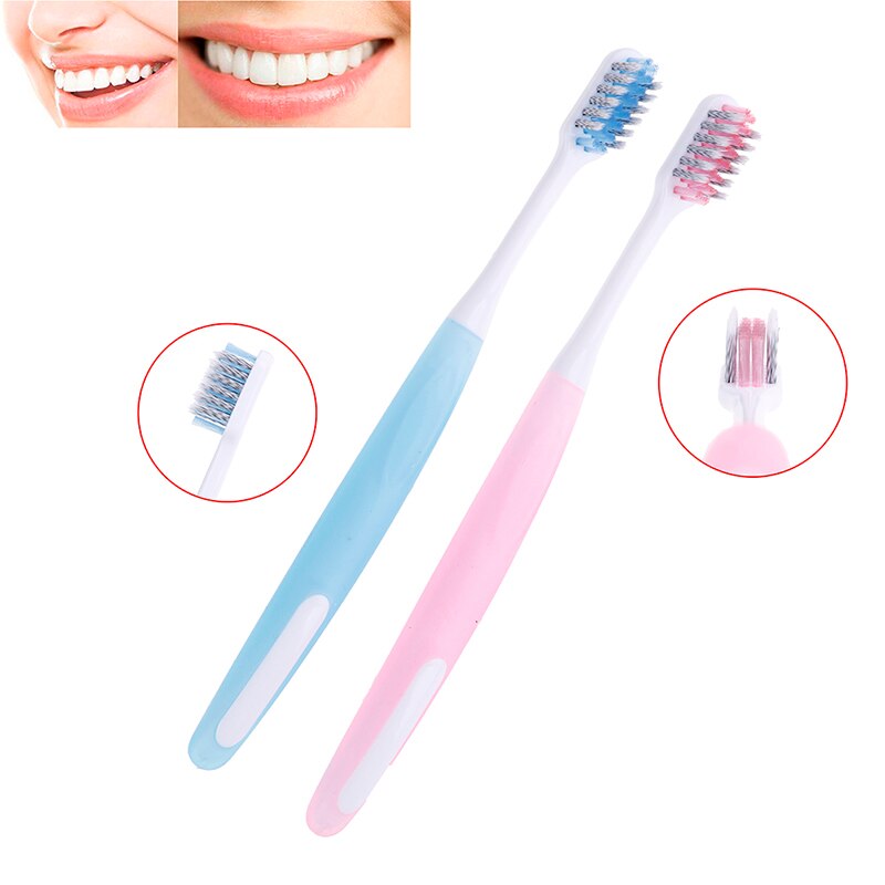 1Pc Natuurlijke V-Type Handvat Tandenborstel Regenboog Kleurrijke Whitening Zachte Haren Orthodontische Tandenborstel Milieuvriendelijke Oral Care