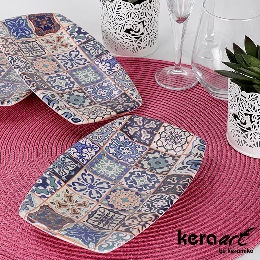 Keramika-vajilla de cerámica de 19 Cm para ensalada, aperitivo de salsa, decorado étnico, mate, para carne
