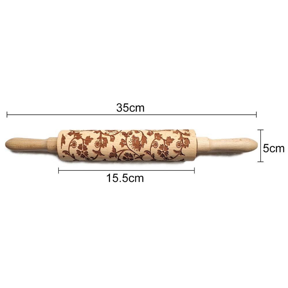 Bloem Blad Reliëf Houten Roller Rolling Pin: Flower6