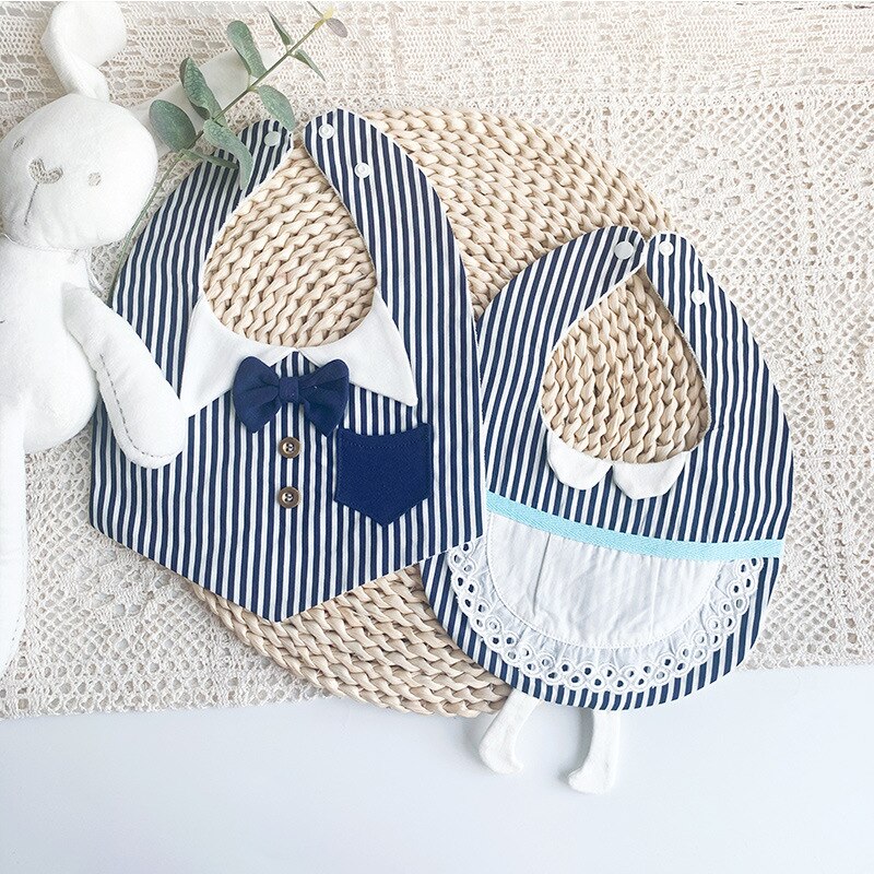 Bavoir en coton pour bébé, joli nœud papillon, serviette de salive pour garçons et messieurs, col en dentelle pour filles