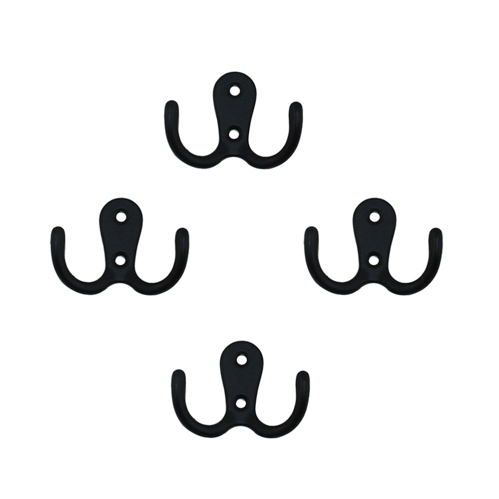 10pcs 2-Pronged Coat Hooks Wall-mounted 2 Hole Towel Hanger for Coats Hats Clothing(Black)