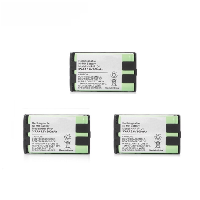 3.6V 900mah Home Phone Battery For Panasonic HHR-P104 HHR-P104A/1B HHRP104 Type 29 3*AAA NiMH 3.6V Rechargeable Battery: White