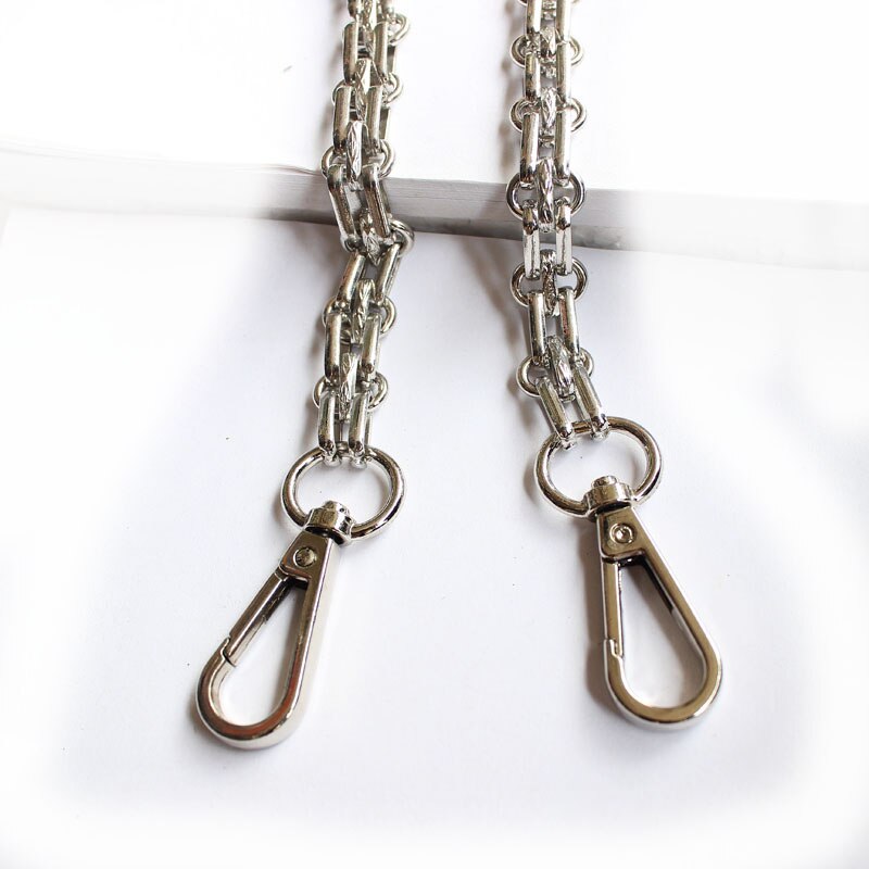 120cm metalen kettingriemen voor handtasgrepen, doe-het-zelf vervanging voor schoudertasriemen, zilveren kettingriem voor tasaccessoires: Zilver