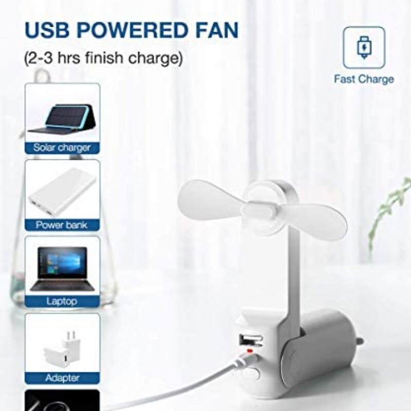 3 In 1 Handheld Mini Ventilator, Draagbare Usb Oplaadbare Kleine Pocket Fan, batterij Aangedreven Ventilator Met Power Bank, Zaklamp Functie