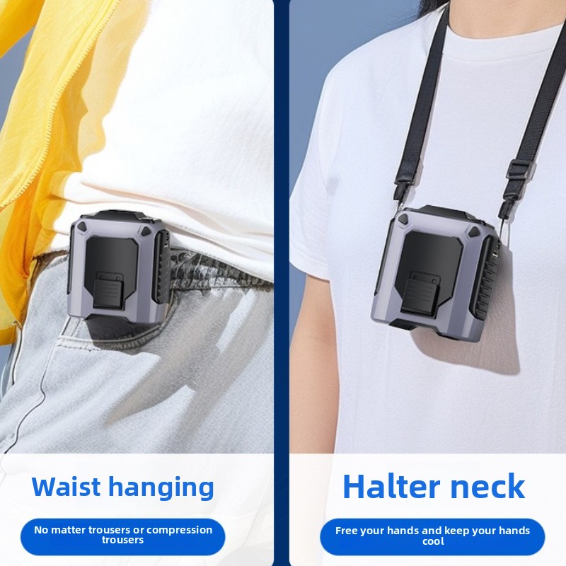 Upgraded electric fan waist hanging high-speed digital display portable turbine brushless motor hanging neck USB charging
