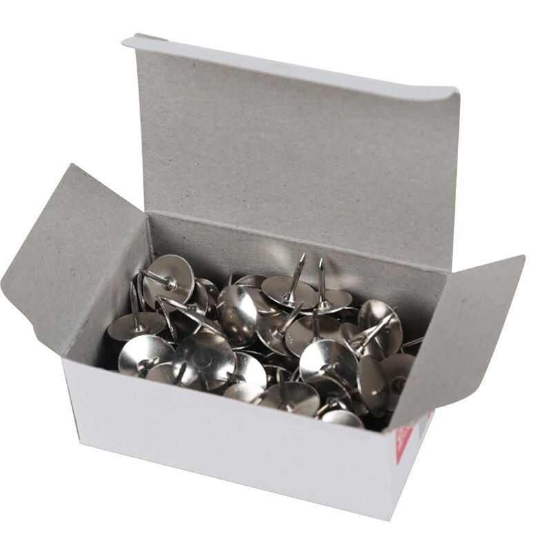 100 unids/caja de de Metal pulgar tachuela tablón de anuncios papel fijo empuje aguja pines Oficina suministros de encuadernación