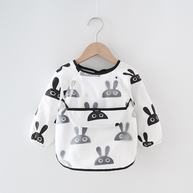 Infant Essen Kinder Zeichnung Lange Kurzarm Schürze Baby Bandana Lätzchen Nette Cartoon Lätzchen Wasserdichte Baby Selbst Fütterung Bib: 10White Rt