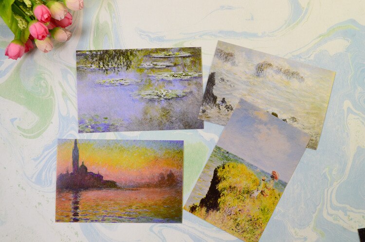 Monet oljemaleri postkort kjente malerier fungerer kort kort nydelig teksturert 30