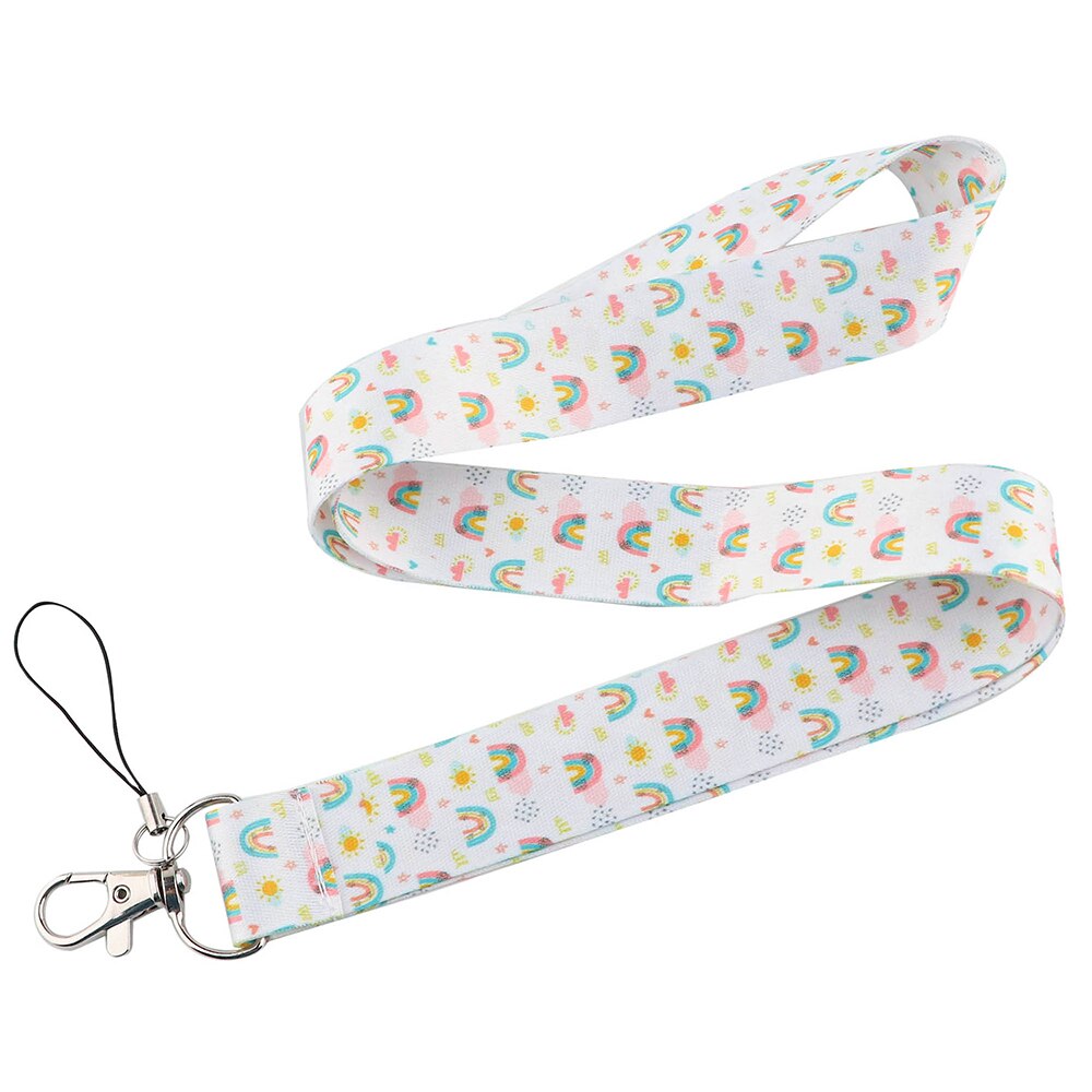 JF1397 Rainbow Lanyards ID Card Badge Holder Keychain Colorful Printing Neck Straps Keychain Cellphone Rope Teacher: 7