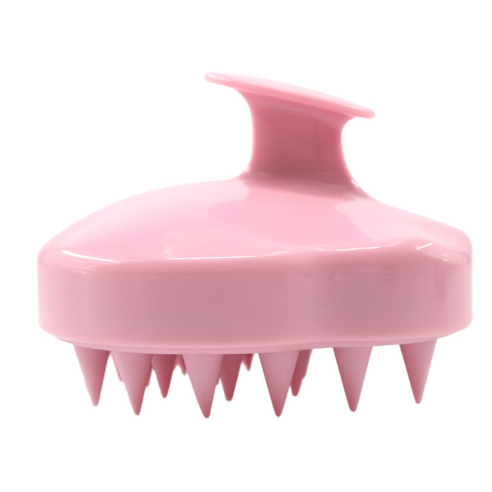 1PC Spa Slimming Massage Brush Silicone Head Body Shampoo Scalp Massage Brush Comb Hair Washing Comb Shower Bath Brush: pink