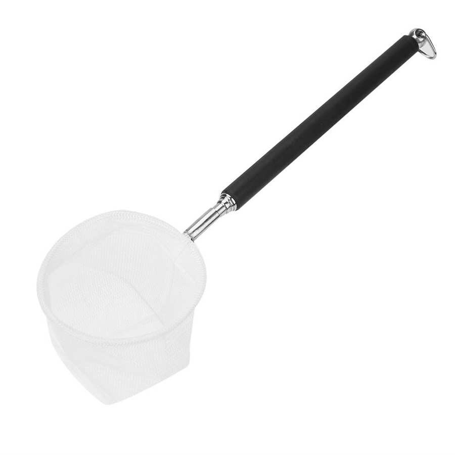 Verstelbare Mini Visnet Pole Voor Aquarium Tank Garnalen Folding Landing Ronde Vierkante Netto Voor Vliegvissen: Black Round net