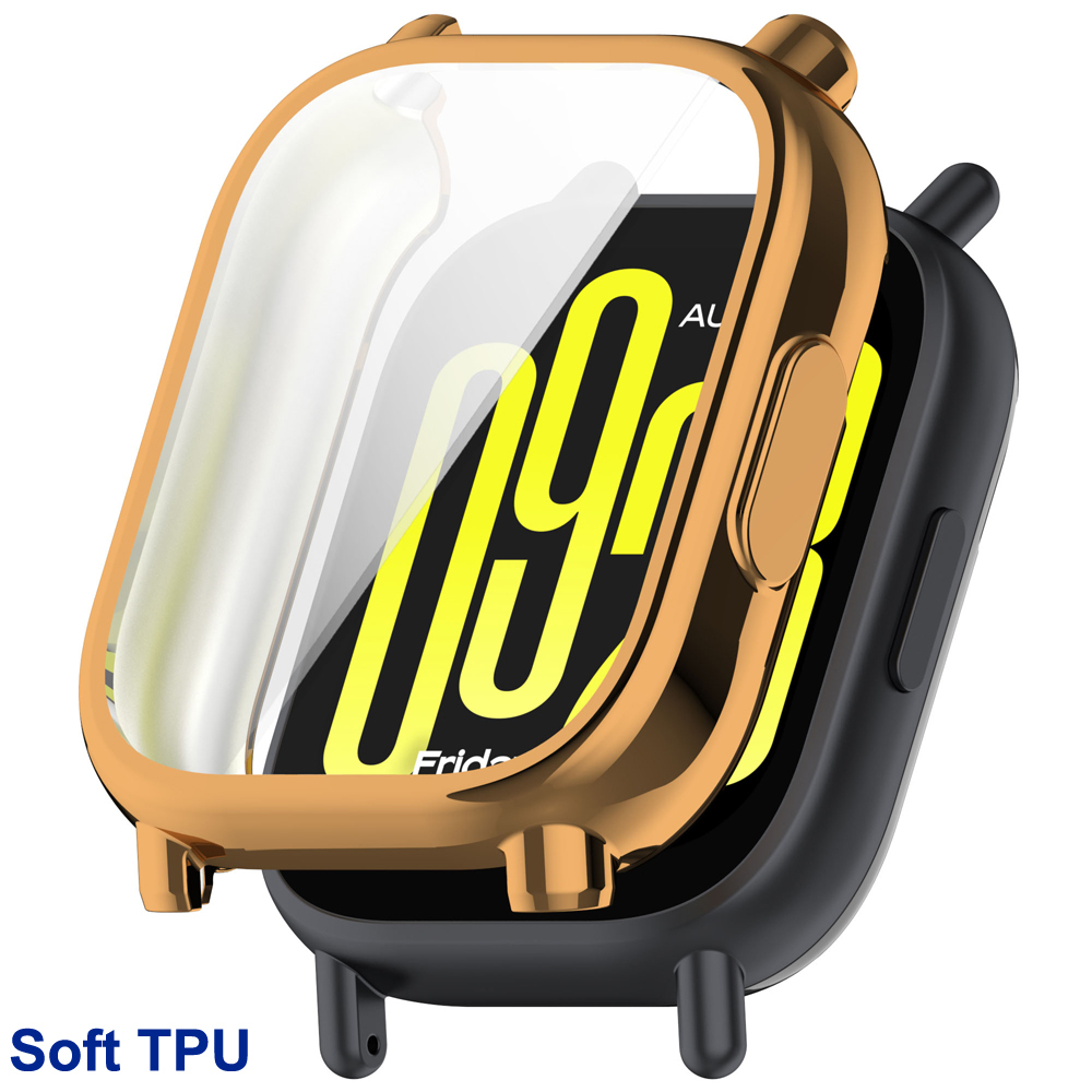 Gehard glas + pc-hoes voor Xiaomi Redmi Watch 5 Actieve / Lite Cover Zachte TPU-schermbeschermer Horlogekasten voor Redmi Watch 5 Lite: Zilver / 2-3.9 Inches