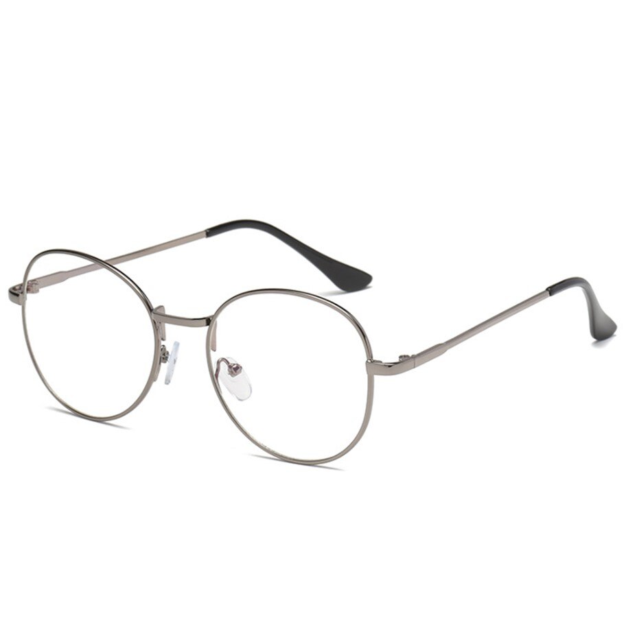 Vintage Metal Unisex Computer Round Frame Glasses Women Rays Radiation Eyewear Frame Anti Blue Light Circle Eye Glasses: Gray