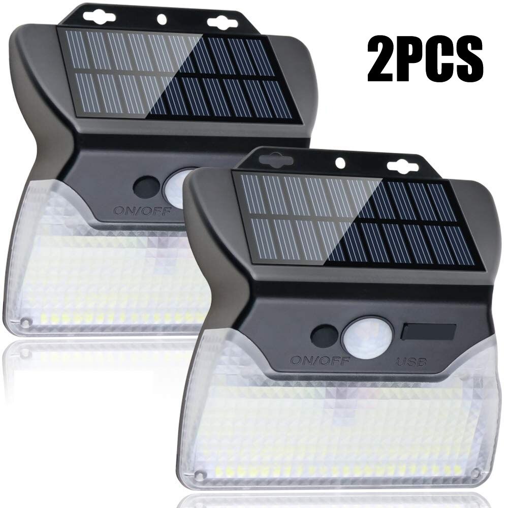Solar Lights Outdoor 208leds IP65 Waterproof Wireless Motion Sensor Light 270°Wide Angle Easy-to-Install Security Wall Lights: 2pcs  110leds