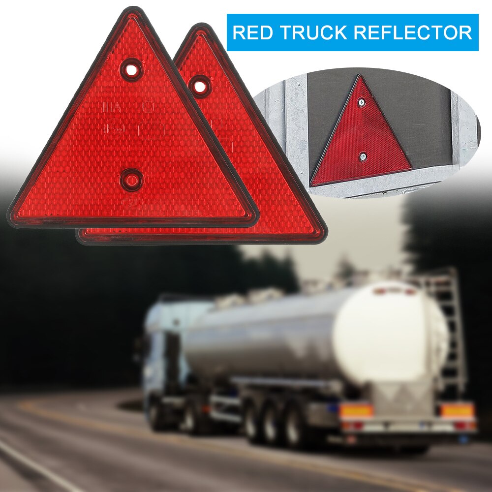 2 Stuks Driehoek Reflector Rode Reflecterende Driehoekige Veiligheid Waarschuwing Reflectoren Voor Trailer Camper Caravan Boot Vrachtwagen Truck Tractor