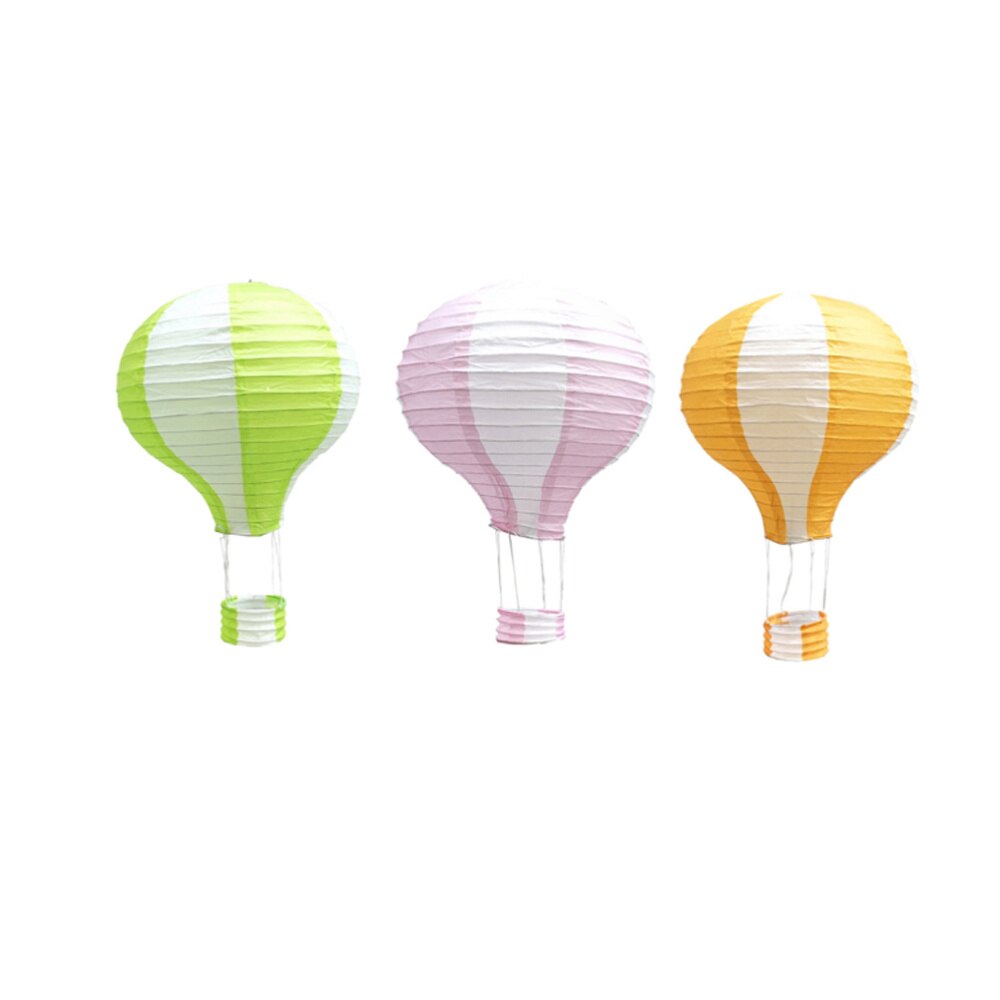 Globo aerostático de papel plegable, Decoración Para farol de , boda, mercado, rayas blancas amarillas, azul claro, 6 uds.