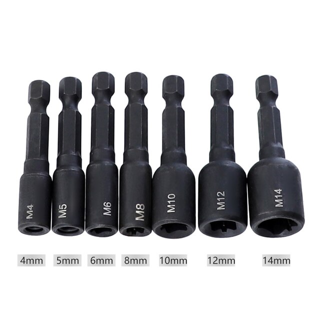 M6-M14 Firmer Screw Tap Socket Adapter Holder Extension Bar 1/4 Inch Hex Shank Screw Tap Tapping Chuck For Power Drill tools: 7PCS SET
