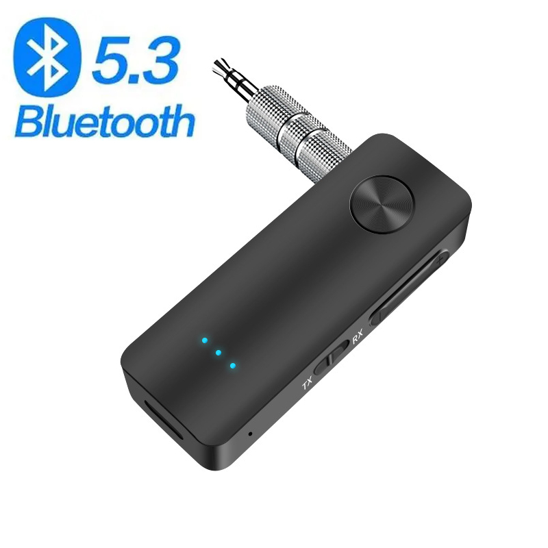Bluetooth 5.3 Transmitter Receiver Adapter Wireless Audio For Car Music Headphone Speaker 3.5mm Jack AUX Wireless Audio Adapter: Red