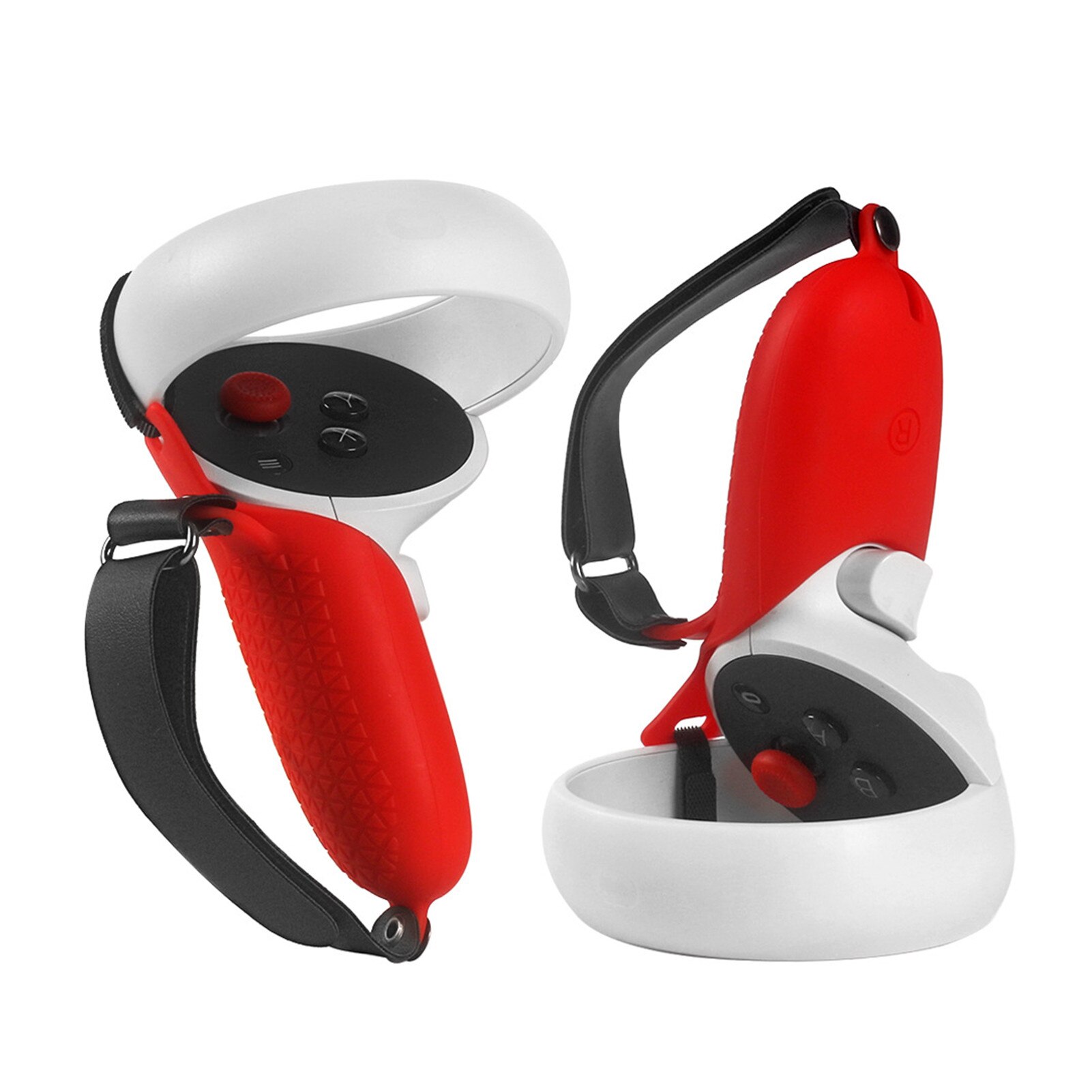 Controller impugnatura coperchio impugnatura in Silicone accessori VR per Oculus Quest VR 2 coperchio di protezione con cinturino per impugnatura per dom2: Red