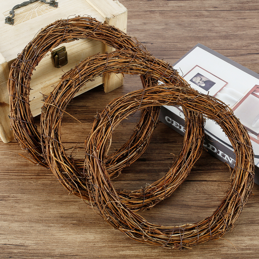 Couronne ronde en rotin naturel, 10/15/20/25/30/40cm, bricolage, tige de branche, guirlande suspendue, décor de fête d'anniversaire et de mariage, de noël