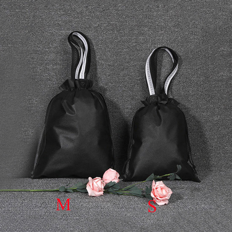 Non-woven Portable Shoes Bag Dustproof Double Drawstring Environmental Bag shopping Bags Sport Bags Reusable Organizer Packing: black S