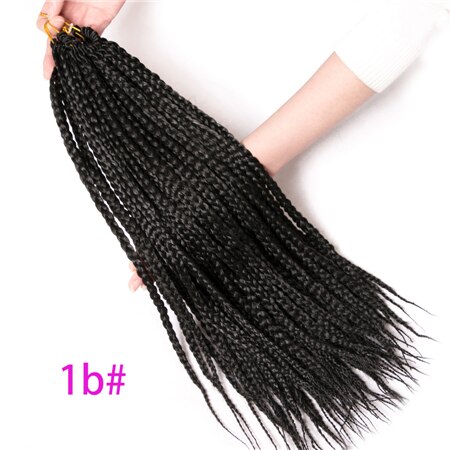 VERVES Box Braids Hair Synthetic 6 pack 14 inch and 18 inch Crochet Hair Extensions 22 Strands/pack Ombre Braiding Hair Braids: #1B