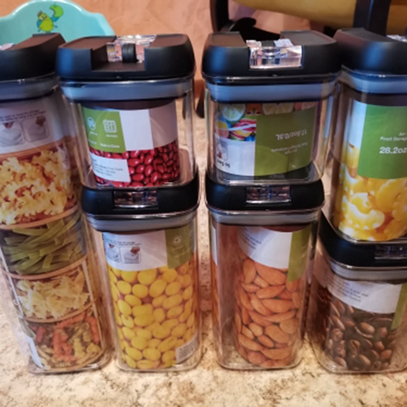 7Pcs Food Storage Container Set,Airtight Plastic Kitchen and Storage Clear Food Canister with Durable Lid