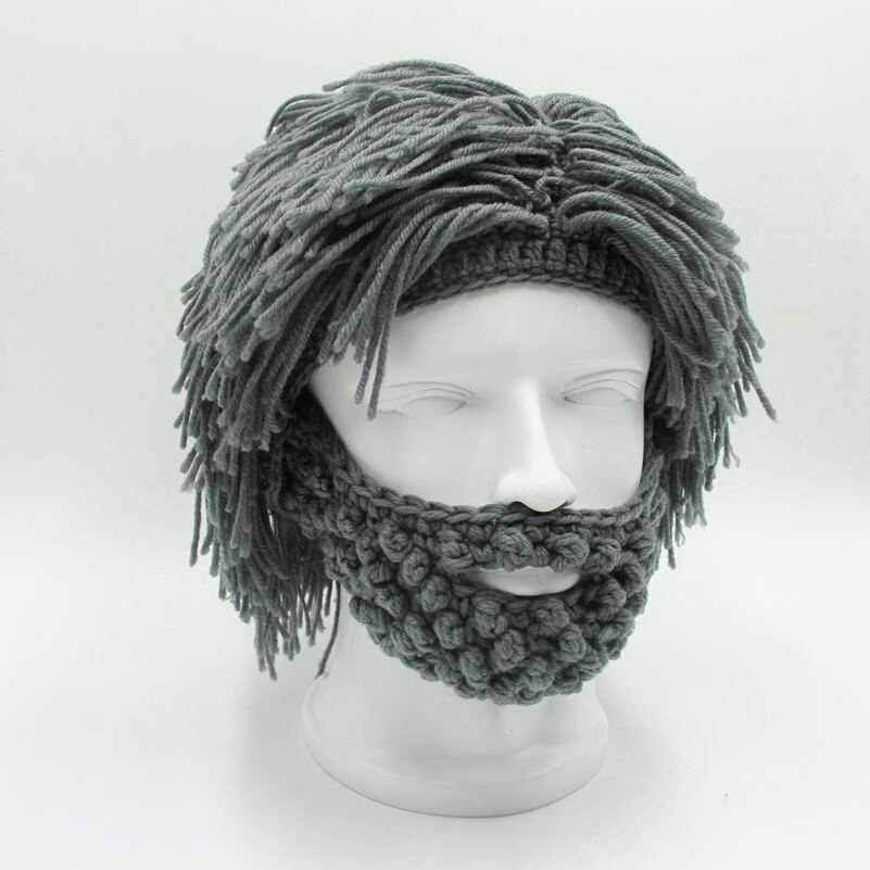 Erwachsene Häkeln Perücke Mütze mit Bart Wilden Mann Kreative Gestrickte Haar Hütte für Cosplay Partei Rasta Hütte