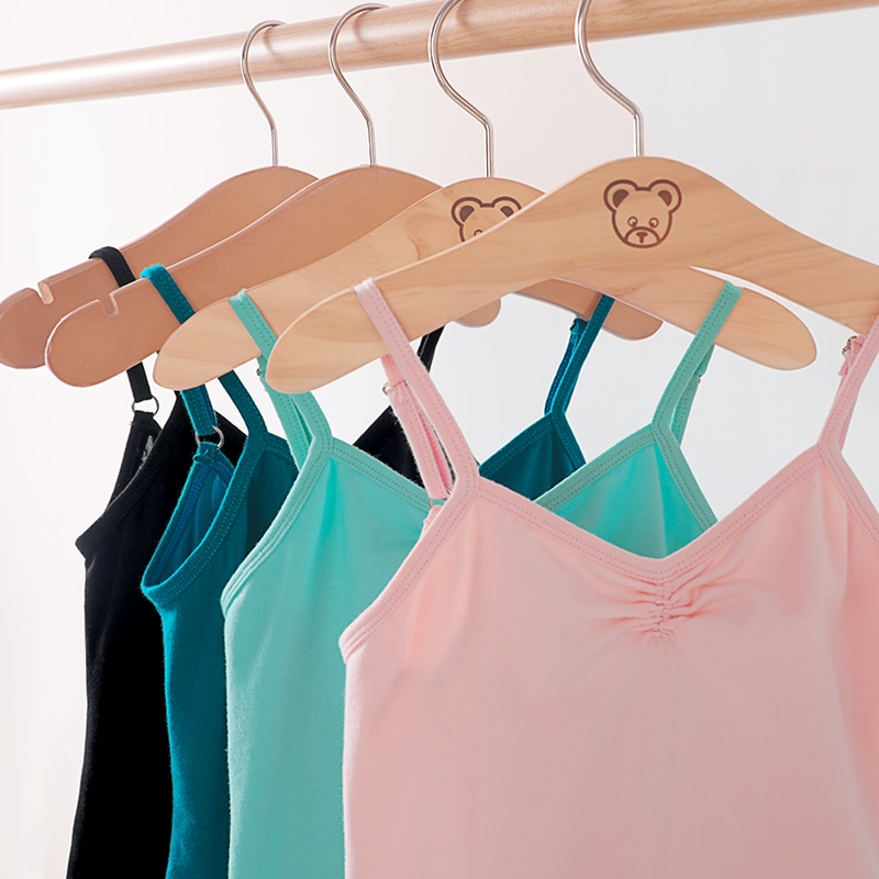 Leotardo de Ballet para niñas, camisola con tirantes finos, leotardo de baile de Color caramelo, trajes de Ballet con espalda baja, mono de baile gimnástico para niños