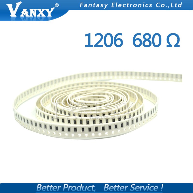 100Pcs 1206 Smd Weerstand 1% 680 Ohm Chip Weerstand 0.25W 1/4W 680R 681