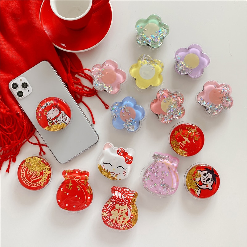 Nuovo anno di Supporto Del Telefono per il Telefono Mobile Universale Espansione Del Basamento di Barretta Holder Cute Cartoon Pieghevole Staffa per il iPhone Huawei