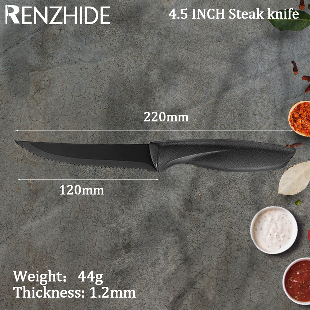 RZD cuchillo para carne de 4,5 pulgadas, juego de cubiertos de acero inoxidable para Chef, filo dentado, herramienta de vajilla para comida occidental