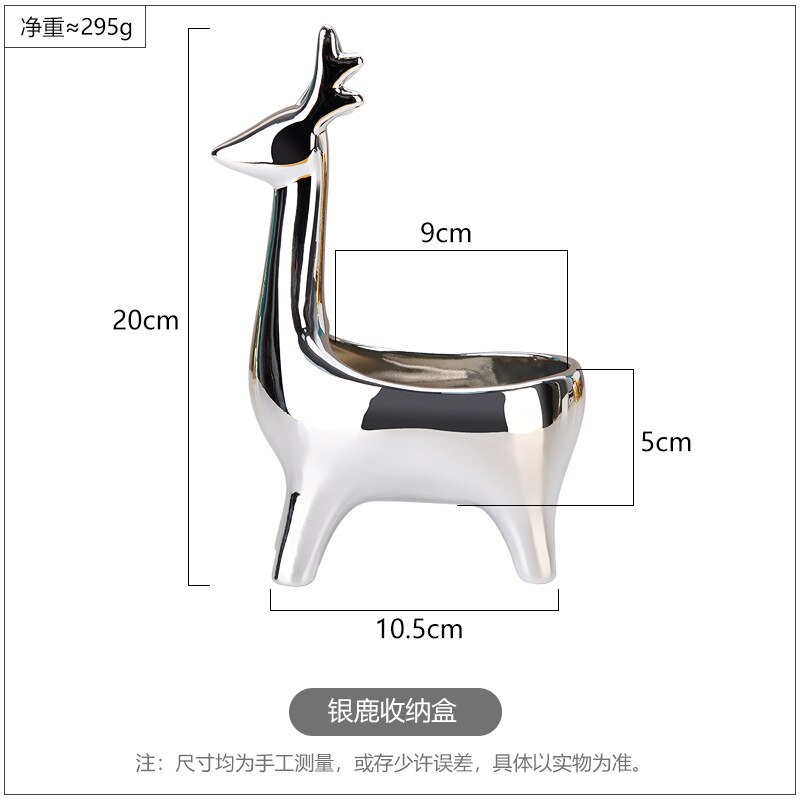 Nordic Golden Ceramic Animal Jewelry Storage Box Necklace Ring Earrings Makeup Organizer Mini Desktop Makyaj Organizer: A