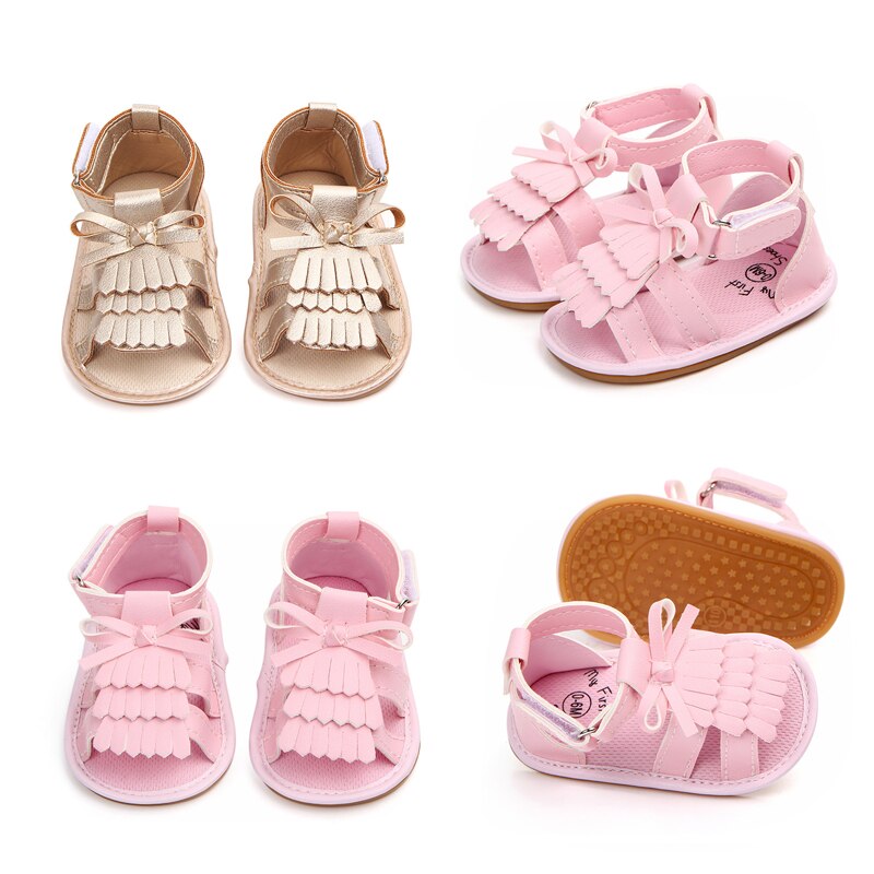 Pudcoco Zomer Peuter Baby Meisjes Zachte Pu Sandalen Strik Kwasten Prinses Party Glinsteren Schoenen 0-18 M