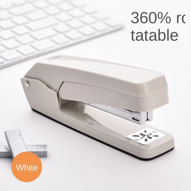 Grapadora rotativa para oficina y hogar, grande, pesada: white