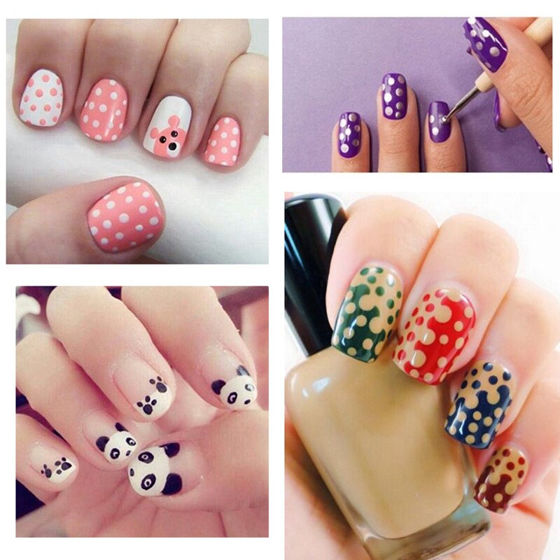 Herramienta de punteo de manicura de doble cabeza, pincel para punteo DIY, pincel plano de nailon, herramientas de arte de uñas, herramienta de pintura para manicura