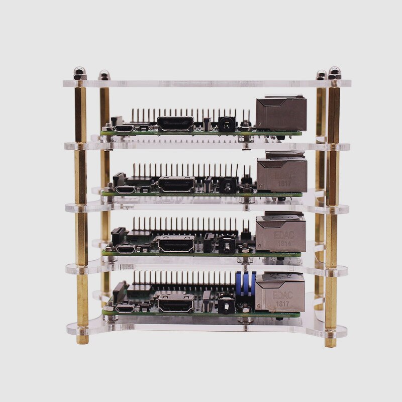 Raspberry Pi Acrylic Case - Stackable Multi-Layer Enclosure for Raspberry Pi 4, 3B+, 3B: 4 layer